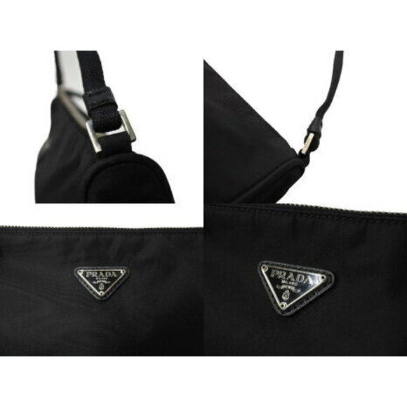 Prada One Shoulder Bag Accessory Pouch Triangle Logo Black Nylon - Picture 7 of 8